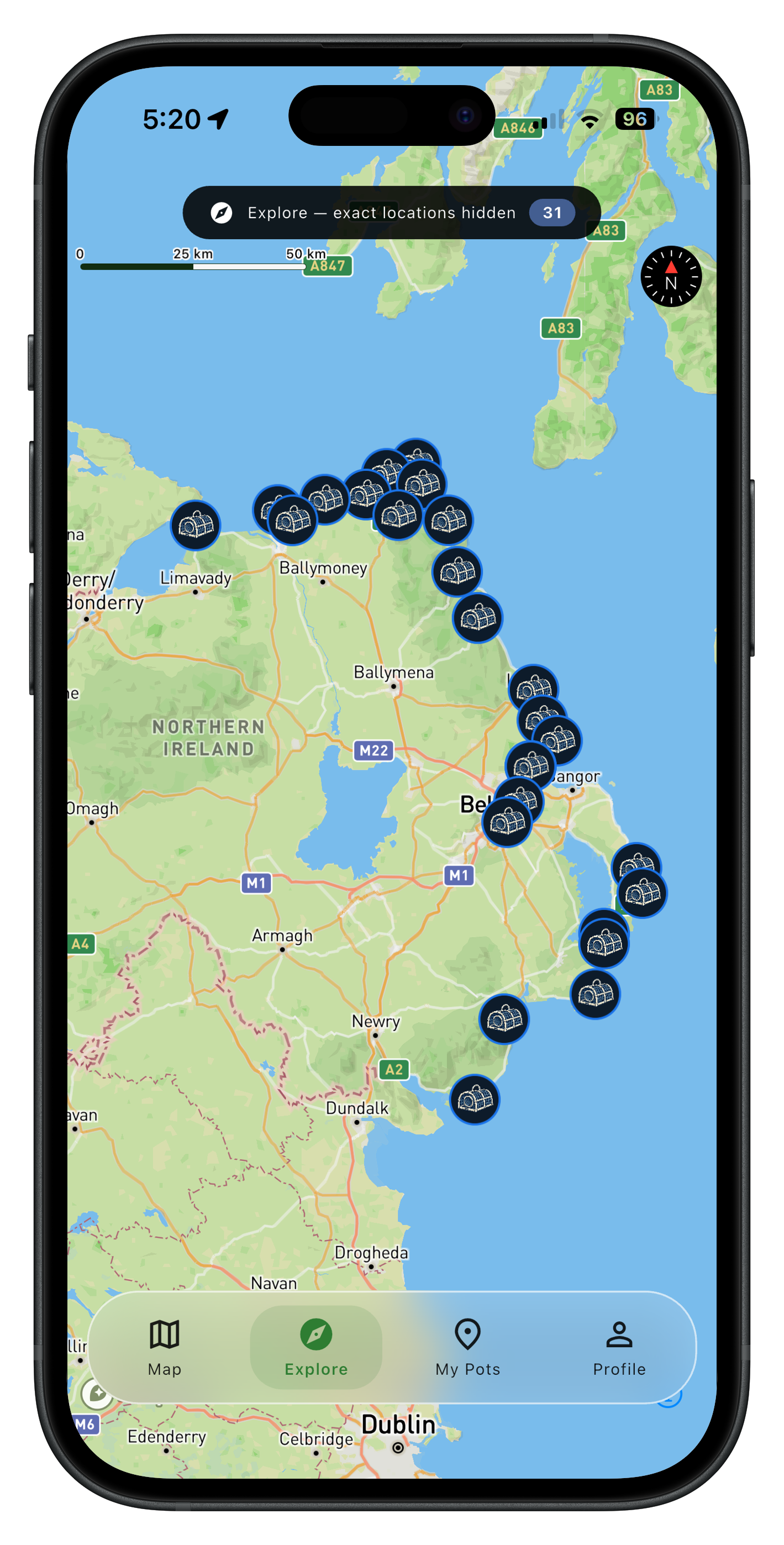 Pot buoy detail card showing community reports and confirmation status